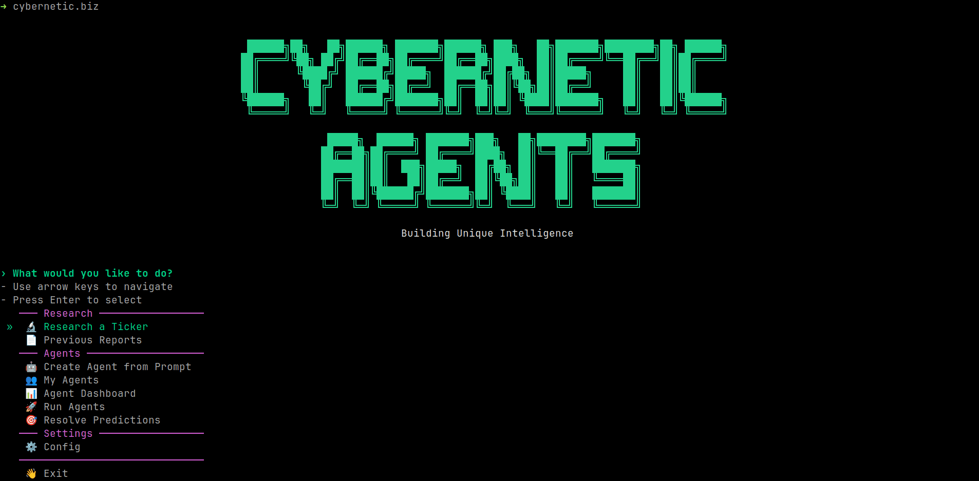 CyberneticAgents terminal banner